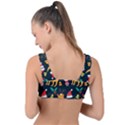 Funny Christmas Pattern Background Front Tie Bikini Top View2