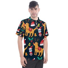 Funny Christmas Pattern Background Men s Polo Tee