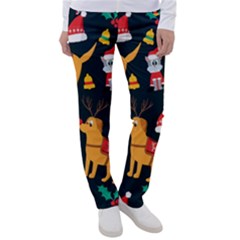 Funny Christmas Pattern Background Women s Casual Pants by Jancukart