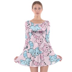 Children Pattern Design Long Sleeve Skater Dress