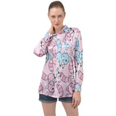 Children Pattern Design Long Sleeve Satin Shirt