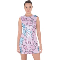 Children Pattern Design Lace Up Front Bodycon Dress