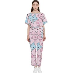 Children Pattern Design Batwing Lightweight Chiffon Jumpsuit