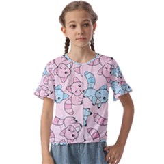 Children Pattern Design Kids  Cuff Sleeve Scrunch Bottom Tee