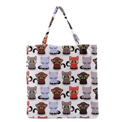 Seamless Pattern With Cute Little Kittens Various Color Grocery Tote Bag by Jancukart