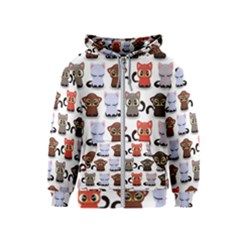 Seamless Pattern With Cute Little Kittens Various Color Kids  Zipper Hoodie