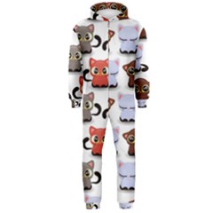 Seamless Pattern With Cute Little Kittens Various Color Hooded Jumpsuit (men)