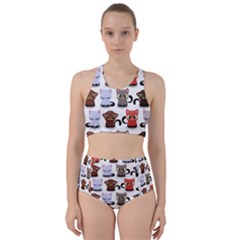 Seamless Pattern With Cute Little Kittens Various Color Racer Back Bikini Set by Jancukart