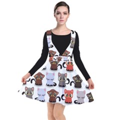 Seamless Pattern With Cute Little Kittens Various Color Plunge Pinafore Dress by Jancukart