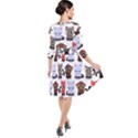 Seamless Pattern With Cute Little Kittens Various Color Quarter Sleeve Waist Band Dress View2