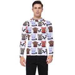 Seamless Pattern With Cute Little Kittens Various Color Men s Long Sleeve Rash Guard