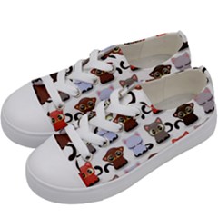 Seamless Pattern With Cute Little Kittens Various Color Kids  Low Top Canvas Sneakers