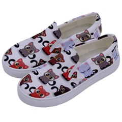 Seamless Pattern With Cute Little Kittens Various Color Kids  Canvas Slip Ons