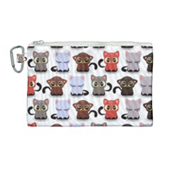 Seamless Pattern With Cute Little Kittens Various Color Canvas Cosmetic Bag (large)