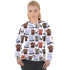 Seamless Pattern With Cute Little Kittens Various Color Women s Overhead Hoodie by Jancukart