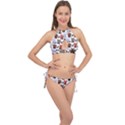 Seamless Pattern With Cute Little Kittens Various Color Cross Front Halter Bikini Set View1