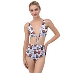 Seamless Pattern With Cute Little Kittens Various Color Tied Up Two Piece Swimsuit by Jancukart