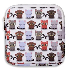 Seamless Pattern With Cute Little Kittens Various Color Mini Square Pouch by Jancukart