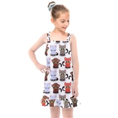 Seamless Pattern With Cute Little Kittens Various Color Kids  Overall Dress