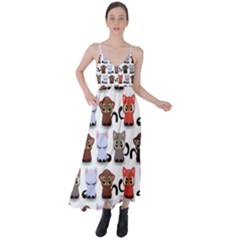 Seamless Pattern With Cute Little Kittens Various Color Tie Back Maxi Dress