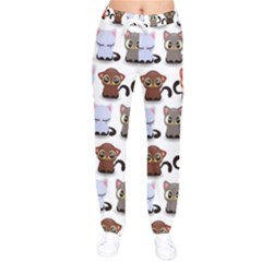 Seamless Pattern With Cute Little Kittens Various Color Women Velvet Drawstring Pants