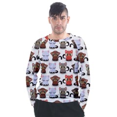 Seamless Pattern With Cute Little Kittens Various Color Men s Long Sleeve Raglan Tee