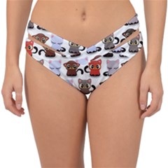 Seamless Pattern With Cute Little Kittens Various Color Double Strap Halter Bikini Bottom