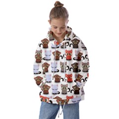 Seamless Pattern With Cute Little Kittens Various Color Kids  Oversized Hoodie by Jancukart