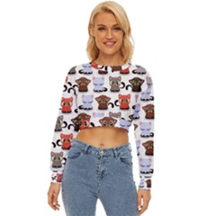 Seamless Pattern With Cute Little Kittens Various Color Lightweight Long Sleeve Sweatshirt