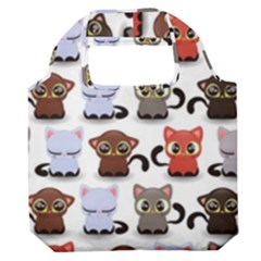 Seamless Pattern With Cute Little Kittens Various Color Premium Foldable Grocery Recycle Bag