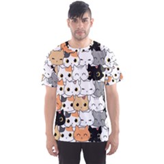 Cute-cat-kitten-cartoon-doodle-seamless-pattern Men s Sport Mesh Tee