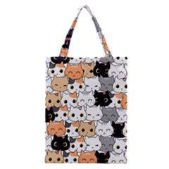 Cute-cat-kitten-cartoon-doodle-seamless-pattern Classic Tote Bag