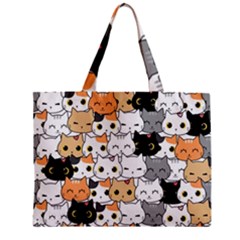 Cute-cat-kitten-cartoon-doodle-seamless-pattern Zipper Mini Tote Bag