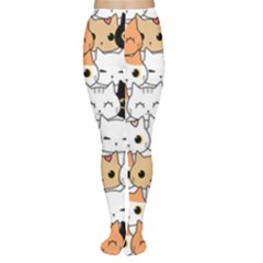 Cute-cat-kitten-cartoon-doodle-seamless-pattern Tights