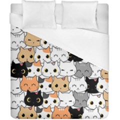 Cute-cat-kitten-cartoon-doodle-seamless-pattern Duvet Cover (california King Size)