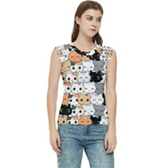 Cute-cat-kitten-cartoon-doodle-seamless-pattern Women s Raglan Cap Sleeve Tee