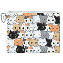 Cute-cat-kitten-cartoon-doodle-seamless-pattern Canvas Cosmetic Bag (xxl)