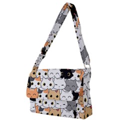 Cute-cat-kitten-cartoon-doodle-seamless-pattern Full Print Messenger Bag (s)