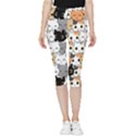 Cute-cat-kitten-cartoon-doodle-seamless-pattern Inside Out Lightweight Velour Capri Leggings  View1