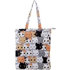 Cute-cat-kitten-cartoon-doodle-seamless-pattern Double Zip Up Tote Bag