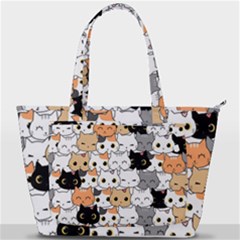 Cute-cat-kitten-cartoon-doodle-seamless-pattern Back Pocket Shoulder Bag 