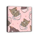 Seamless Pattern Adorable Cat Inside Cup Mini Canvas 4  x 4  (Stretched) View1