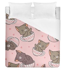 Seamless Pattern Adorable Cat Inside Cup Duvet Cover (queen Size)