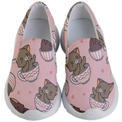 Seamless Pattern Adorable Cat Inside Cup Kids Lightweight Slip Ons by Jancukart