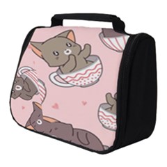 Seamless Pattern Adorable Cat Inside Cup Full Print Travel Pouch (small)