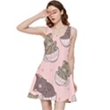 Seamless Pattern Adorable Cat Inside Cup Inside Out Racerback Dress View1