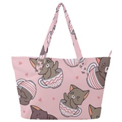 Seamless Pattern Adorable Cat Inside Cup Full Print Shoulder Bag