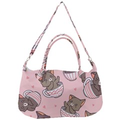 Seamless Pattern Adorable Cat Inside Cup Removal Strap Handbag by Jancukart