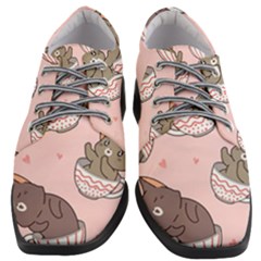 Seamless Pattern Adorable Cat Inside Cup Women Heeled Oxford Shoes by Jancukart