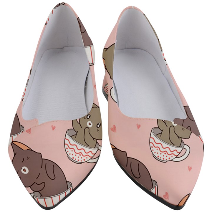 Seamless Pattern Adorable Cat Inside Cup Women s Block Heels 